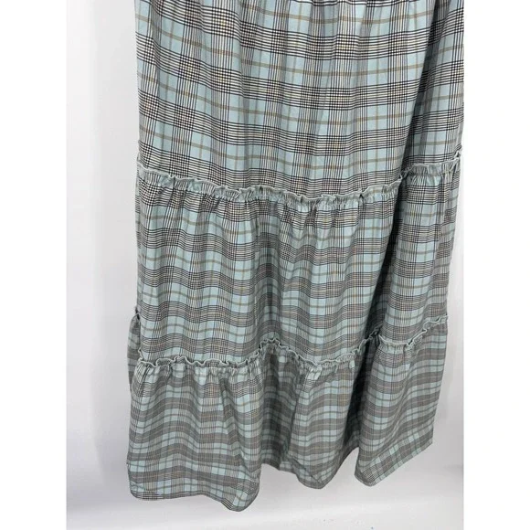 NWT Peppermayo Picture This Maxi Dress Women's 2 Gray Blue Check Pattern Party - Picture 9 of 14